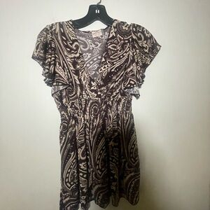 Jon & Anna Brown Tan Ruffled Wrap Blouse